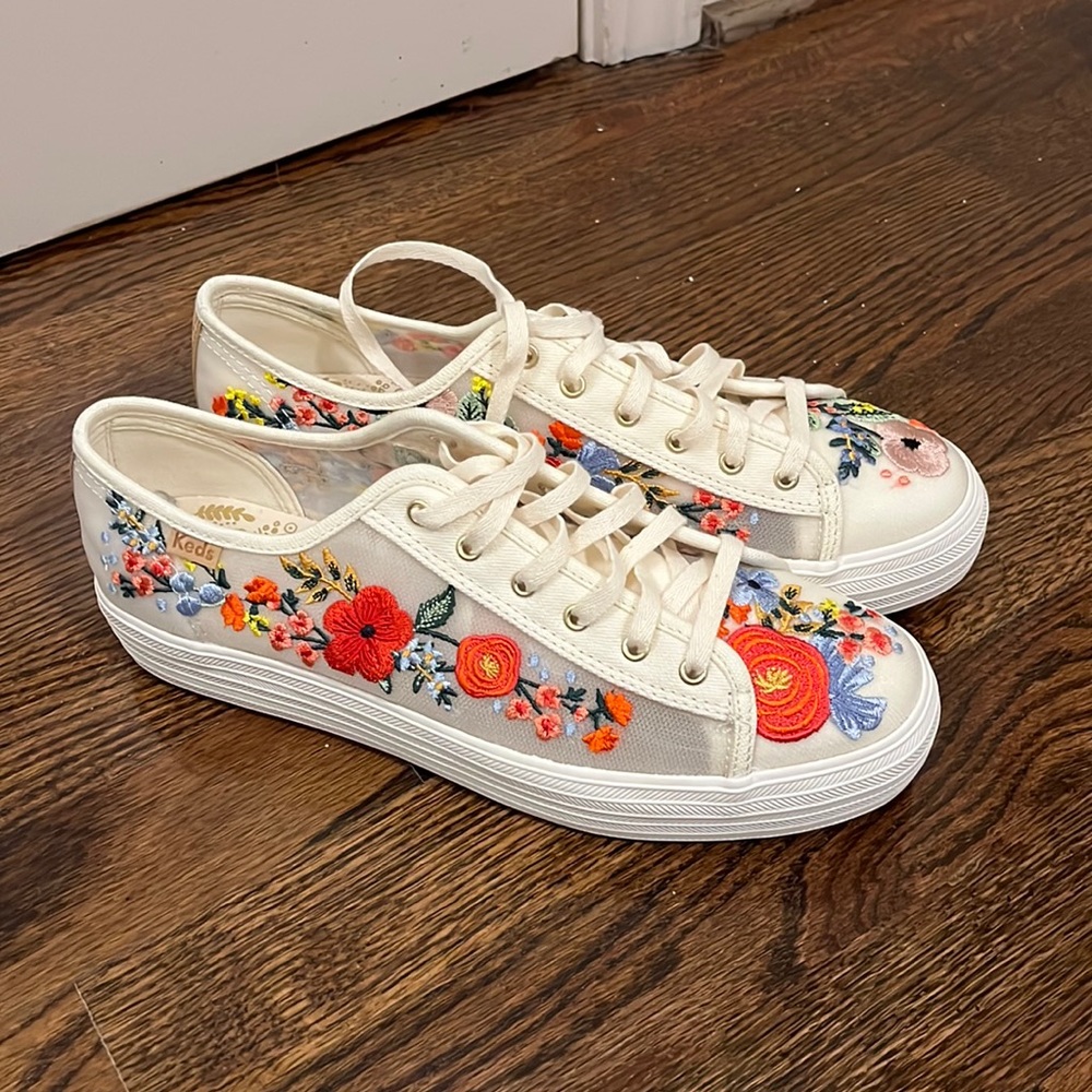 Rifle Paper Co x Keds Embroidered Platform Sneakers